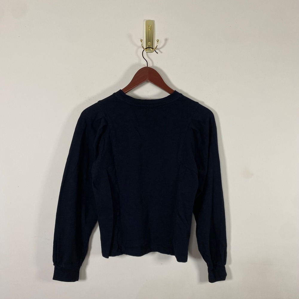 Marine Layer Womens XS Black Long Sleeve Top Puff Sleeve Minimalist Cotton - Picture 5 of 6